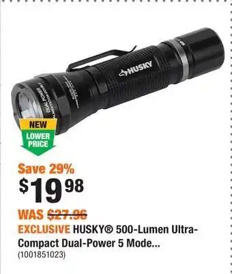 Home Depot EXCLUSIVE HUSKY 500-Lumen Ultra-Compact Dual-Power 5 Mode offer
