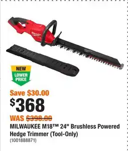Home Depot MILWAUKEE M18 24 Brushless Powered Hedge Trimmer (Tool-Only) offer