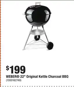 Home Depot WEBER 22 Original Kettle Charcoal BBQ offer