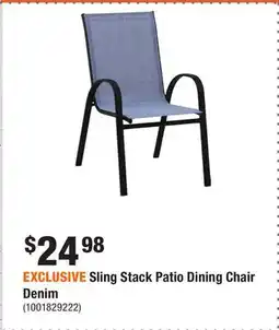 Home Depot EXCLUSIVE Sling Stack Patio Dining Chair Denim offer