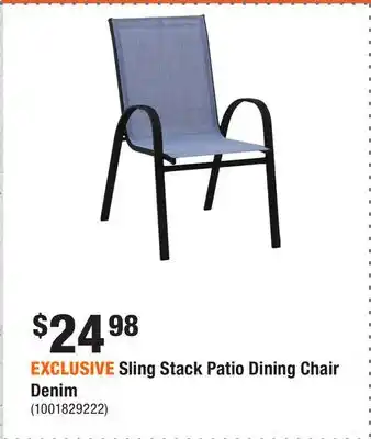 Home Depot EXCLUSIVE Sling Stack Patio Dining Chair Denim offer