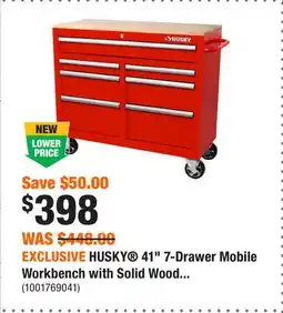 Home Depot EXCLUSIVE HUSKY 41 7-Drawer Mobile Workbench with Solid Wood offer