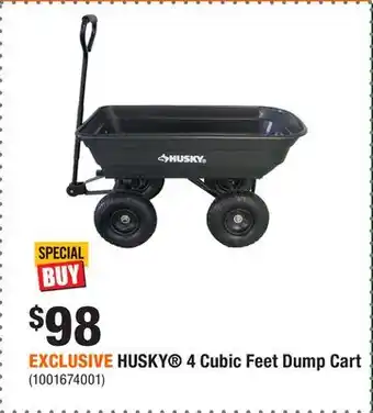 Home Depot EXCLUSIVE HUSKY 4 Cubic Feet Dump Cart offer