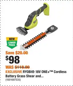 Home Depot EXCLUSIVE RYOBI 18V ONE+ Cordless Battery Grass Shear and offer