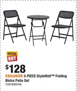 Home Depot EXCLUSIVE 3-PIECE StyleWell Folding Bistro Patio Set offer
