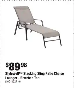 Home Depot StyleWell Stacking Sling Patio Chaise Lounger - Riverbed Tan offer