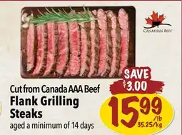 Farm Boy Cut from Canada AAA Beef Flank Grilling Steaks offer