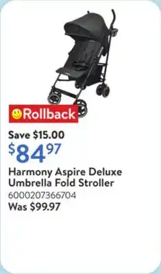 Walmart Harmony Aspire Deluxe Umbrella Fold Stroller offer