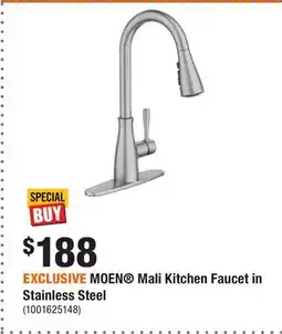 Home Depot EXCLUSIVE MOEN Mali Kitchen Faucet in Stainless Steel offer