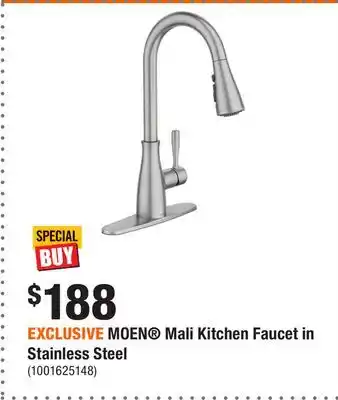Home Depot EXCLUSIVE MOEN Mali Kitchen Faucet in Stainless Steel offer