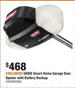 Home Depot EXCLUSIVE GENIE Smart Home Garage Door Opener with Battery Backup offer