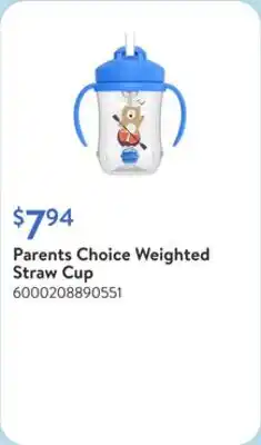 Walmart Parents Choice Weighted Straw Cup offer
