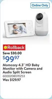 Walmart Momcozy 4.3 HD Baby Monitor with Camera and Audio Split Screen offer