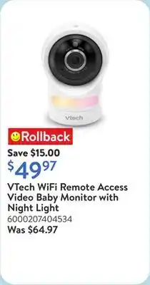Walmart VTech WiFi Remote Access Video Baby Monitor with Night Light offer