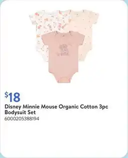 Walmart Disney Minnie Mouse Organic Cotton 3pc Bodysuit Set offer