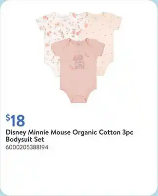 Walmart Disney Minnie Mouse Organic Cotton 3pc Bodysuit Set offer