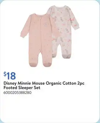 Walmart Disney Minnie Mouse Organic Cotton 2pc Footed Sleeper Set offer
