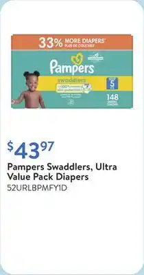 Walmart Pampers Swaddlers, Ultra Value Pack Diapers offer