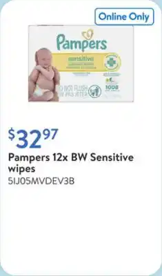 Walmart Pampers 12x BW Sensitive wipes offer