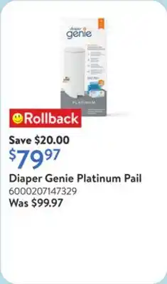 Walmart Diaper Genie Platinum Pail offer
