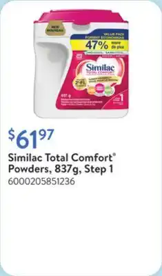 Walmart Similac Total Comfort Powders, 837g, Step 1 offer