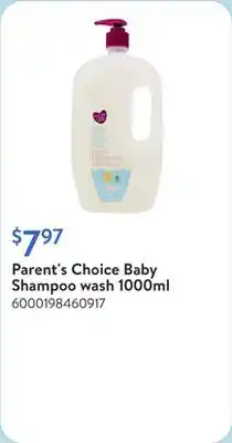 Walmart Parent's Choice Baby Shampoo wash 1000ml offer