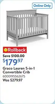 Walmart Graco Lauren 5-in-1 Convertible Crib offer