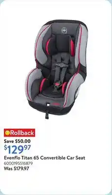 Walmart Evenflo Titan 65 Convertible Car Seat offer