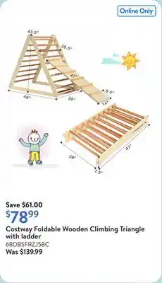 Walmart Costway Foldable Wooden Climbing Triangle with ladder offer