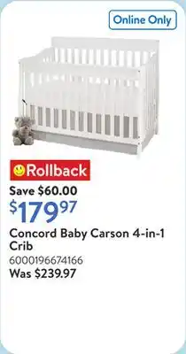 Walmart Concord Baby Carson 4-in-1 Crib offer
