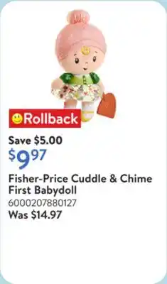 Walmart Fisher-Price Cuddle & Chime First Babydoll offer
