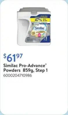 Walmart Similac Pro-Advance Powders 859g, Step 1 offer