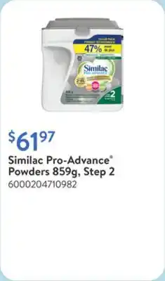 Walmart Similac Pro-Advance Powders 859g, Step 2 offer