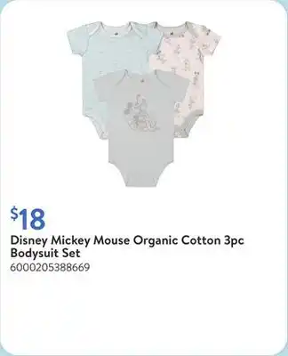 Walmart Disney Mickey Mouse Organic Cotton 3pc Bodysuit Set offer