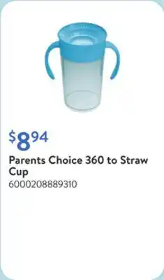 Walmart Parents Choice 360 to Straw Cup offer