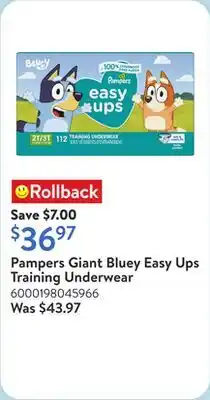 Walmart Pampers Giant Bluey Easy Ups Training Underwear offer