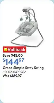 Walmart Graco Simple Sway Swing offer