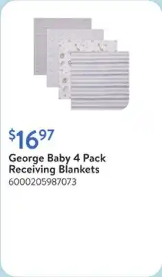 Walmart George Baby 4 Pack Receiving Blankets offer