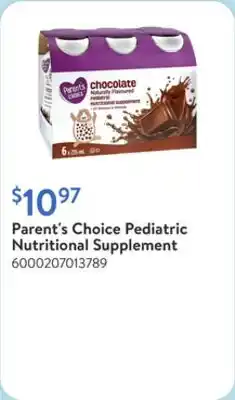 Walmart Parent's Choice Pediatric Nutritional Supplement offer