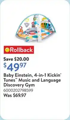 Walmart Baby Einstein, 4-in-1 Kickin' Tunes Music and Language Discovery Gym offer