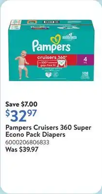 Walmart Pampers Cruisers 360 Super Econo Pack Diapers offer