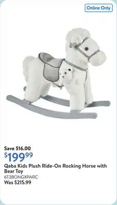 Walmart Qaba Kids Plush Ride-On Rocking Horse with Bear Toy offer