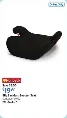 Walmart Bily Backless Booster Seat offer