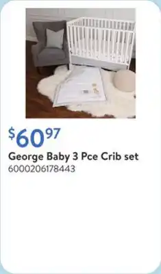Walmart George Baby 3 Pce Crib set offer