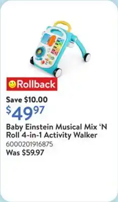 Walmart Baby Einstein Musical Mix 'N Roll 4-in-1 Activity Walker offer