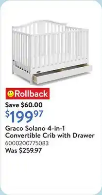 Walmart Graco Solano 4-in-1 Convertible Crib with Drawer offer
