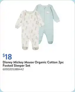 Walmart Disney Mickey Mouse Organic Cotton 2pc Footed Sleeper Set offer