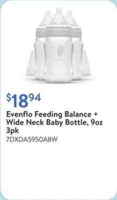 Walmart Evenflo Feeding Balance + Wide Neck Baby Bottle, 9oz 3pk offer