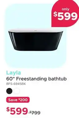 Bath Depot Layla 60 Freestanding bathtub offer