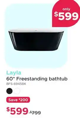 Bath Depot Layla 60 Freestanding bathtub offer